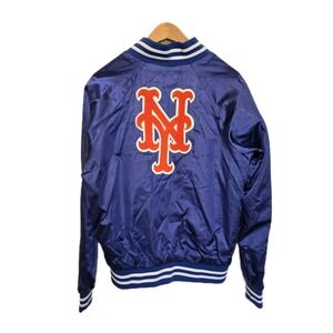 Vintage New York Mets Blue Satin Bomber Jacket Size Small